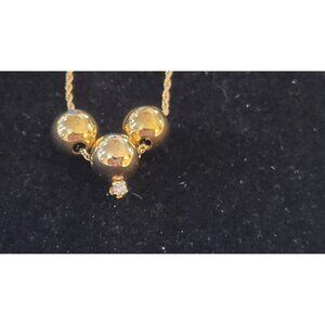 RARE Vintage 14K Gold Mickey Mouse 3 Ball Pendant Necklace Diamond Accent 1.71g